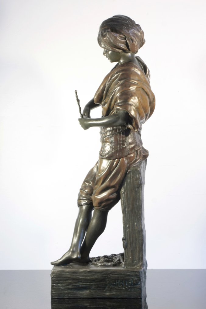 Louis Hottot (1829-1905) - Skulptur, homme à la pipe - 53 cm - Polychrom reguliert #2.1
