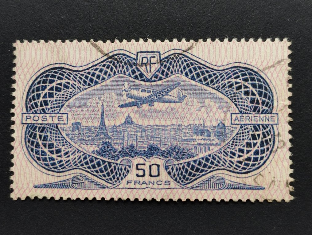 Frankreich 1936 - Luftpost 50 f. dunkelgrün und 50 f. burélé - Yvert PA N° 14b et 15 - Superbes dont signé #3.1