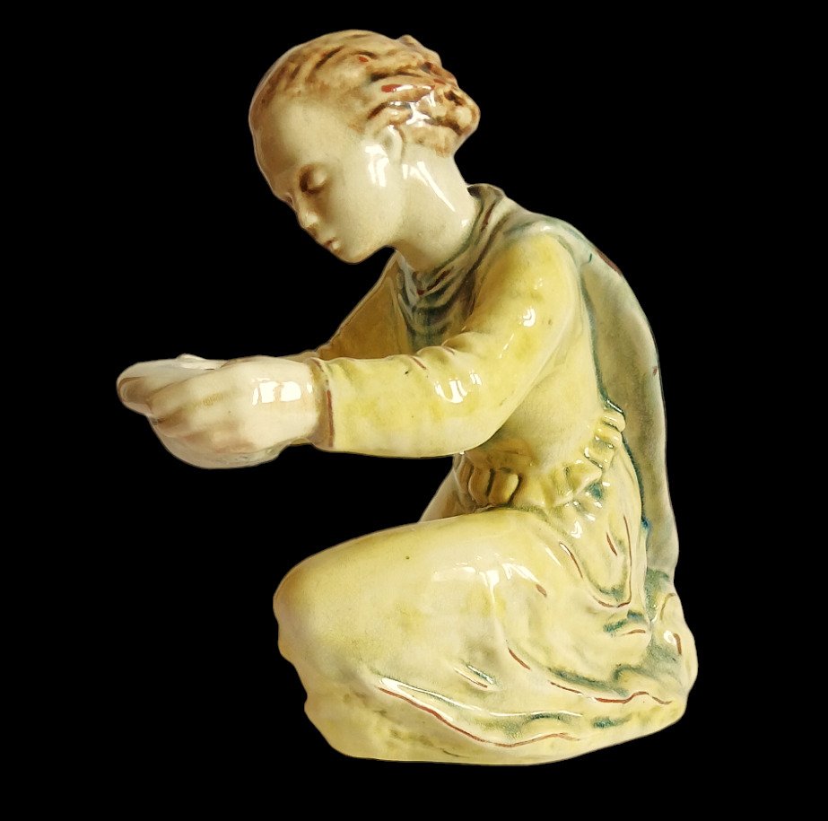 Karlsruhe MajoliKa - Elfriede Roser ( 1885 ) - Kerzenhalter - Keramik #1.2
