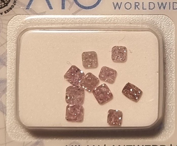 10 pcs Diamonds - 1.11 ct - Cushion - fancy pink - I1, SI2 #2.1