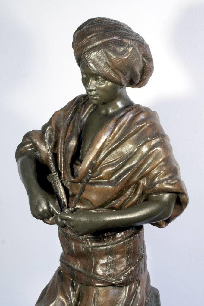 Louis Hottot (1829-1905) - 雕塑, homme à la pipe - 53 cm - 多色调节 #1.1