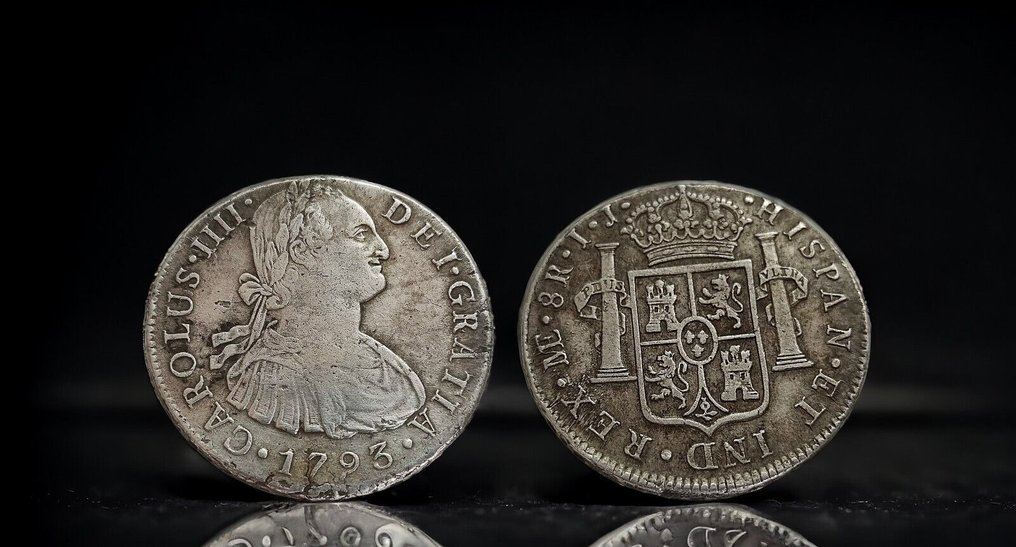 Spanien. Carlos IV (1788-1808). 8 Reales 1793 Lima IJ #3.1