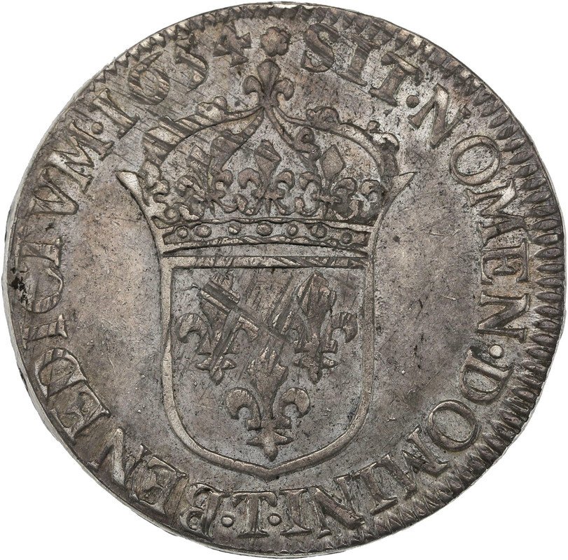 法国. 路易十四 （1643-1715）. 1/2 Écu 1654-T, Nantes #1.2