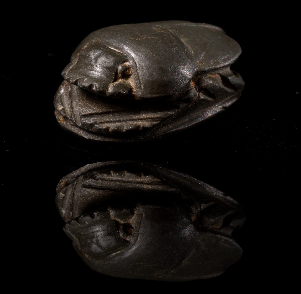 Antigo Egito, Pré-dinástico Amuleto de escaravelho egípcio de xisto. - 1 cm #1.2