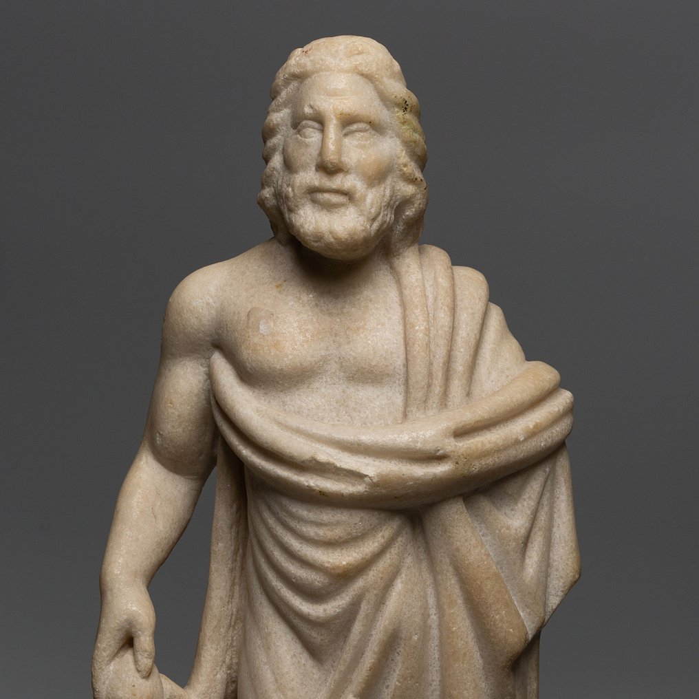 Epoca Romanilor Piatră Sculptură intactă a lui Esculapios, zeul medicinei. 43 cm H. - 43 cm #2.1