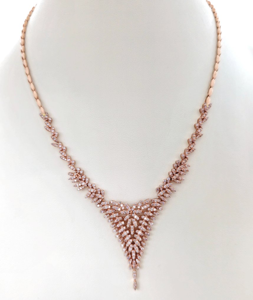 Necklace - 14 kt. Rose gold Diamond  (Natural) #1.1