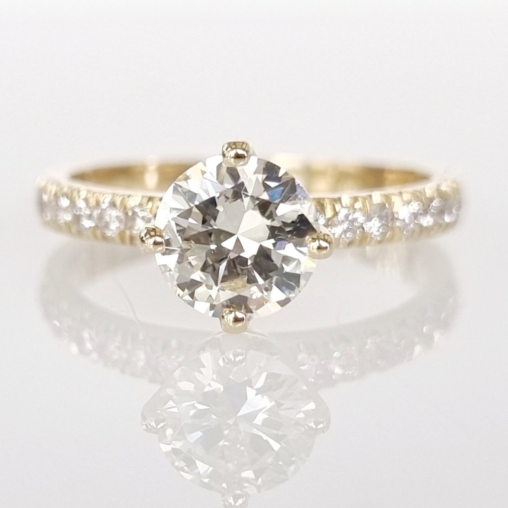 Engagement ring - 14 kt. Yellow gold -  1.21 tw. Diamond  (Natural) #3.3