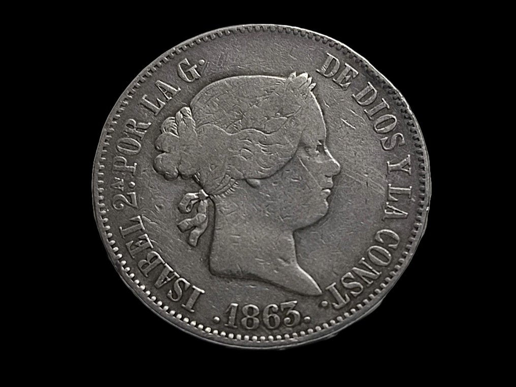 Spagna. Isabel II (1833-1868). 10 Reales 1863 Madrid #1.1