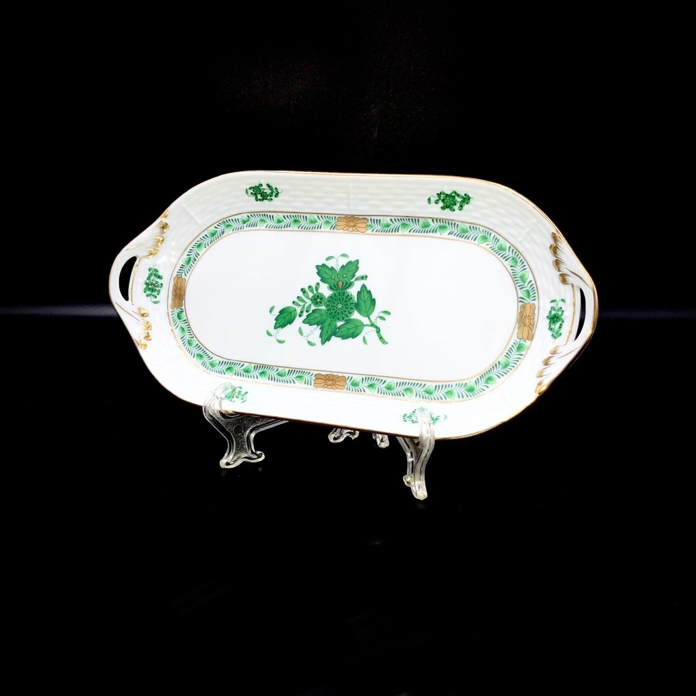 Herend - Exquisite Serving Platter (23,4 cm) - Chinese Bouquet Apponyi Green - Travessa - Porcelana pintada à mão #2.1