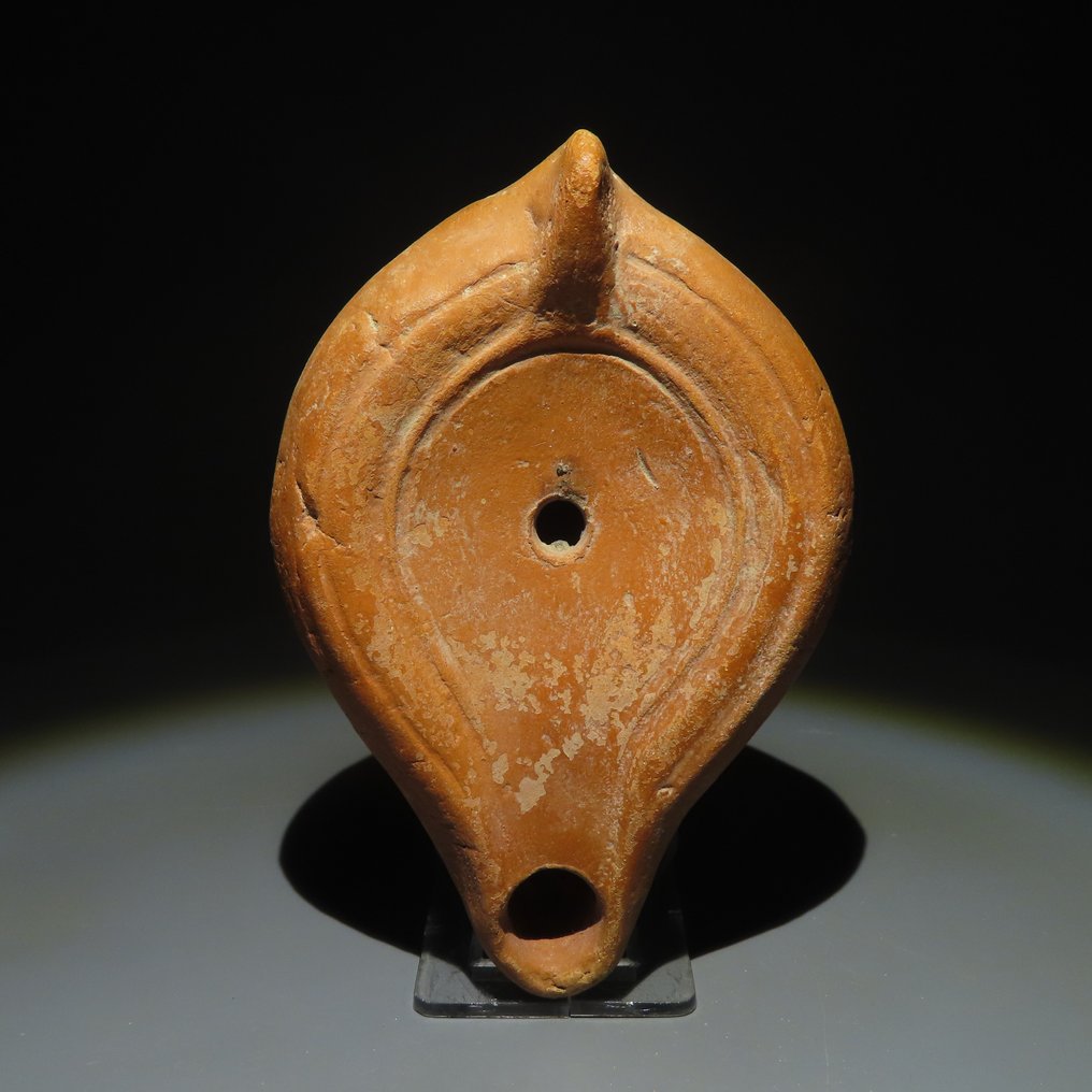Antigua Roma Terracota Lampara de aceite. Siglo I-III d.C. 12,5 cm de largo.  (Sin Precio de Reserva) #1.1