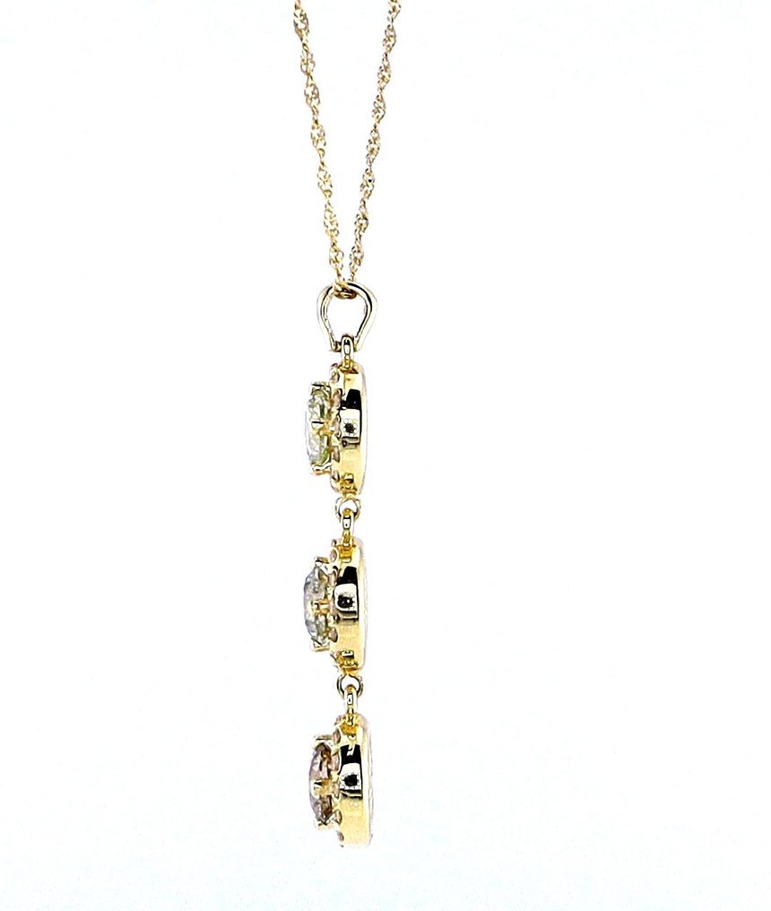 Halskette mit Anhänger - 14 kt Gelbgold -  1.92 tw. Diamant  (Natürlich) #3.1