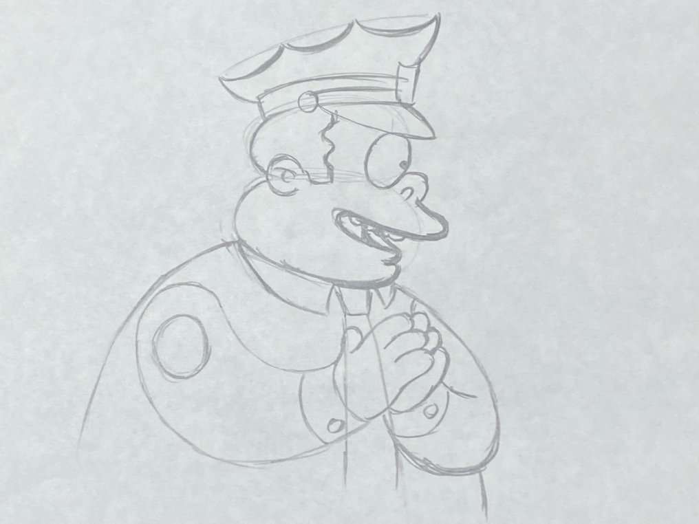 The Simpsons - 1 Original animasjonstegning av Clancy Wiggum (sjef Wiggum) #1.1