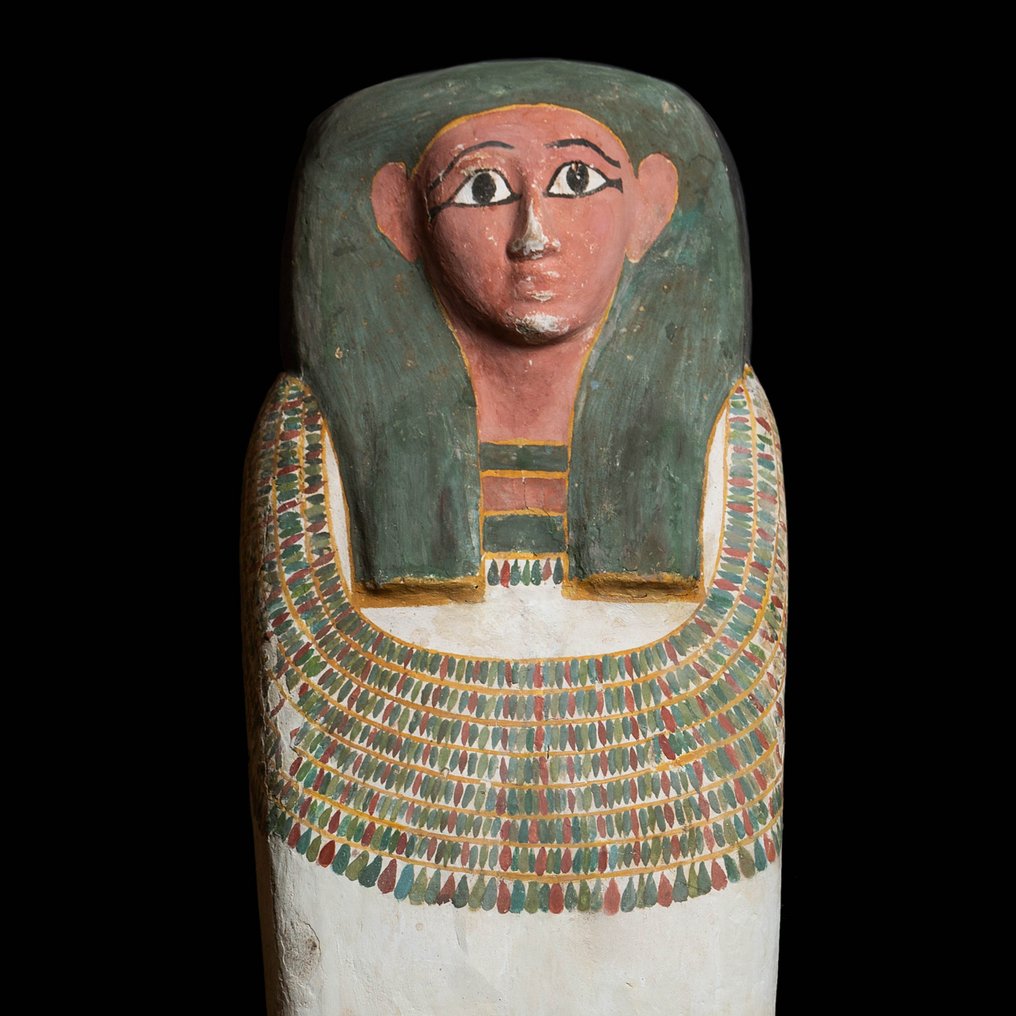 Égypte ancienne Bois Couvercle du grand sarcophage. Période tardive, 664 - 332 av. 177 cm H. Licence d'exportation #1.2