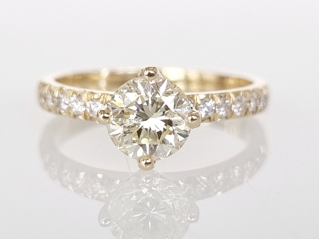 订婚戒指 - 14K包金 黄金 -  1.28 tw. 钻石  (天然) #1.1