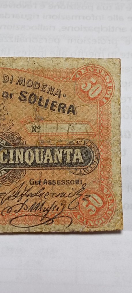 意大利. - 50 centesimi Lire 1873 Soliera (Modena) - Gav. Boa. 06.0810.1 #3.1
