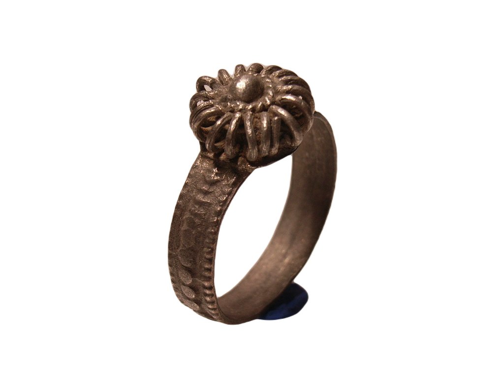 Römisches Reich Römischer Fingerring aus Silber mit Blüten Spiralen-Verzierung Antike Domina Schmuck VZ Ring #2.2