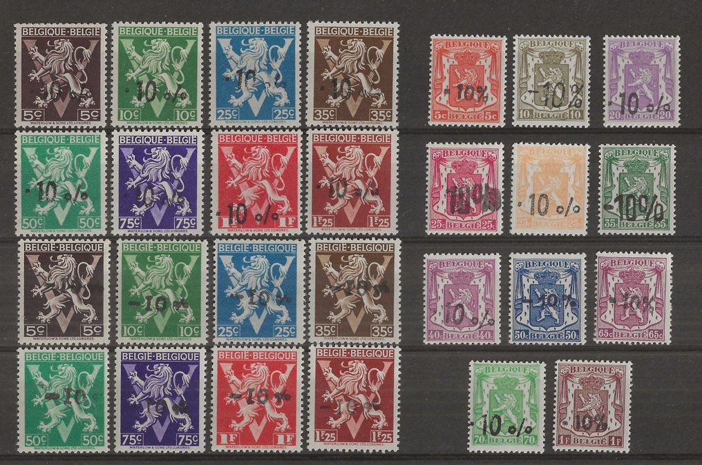 Belgium 1946 - A teljes sorozat "-10%" (Van Acker kiadás), Gellingennel és további értékekkel - OBP/COB 724A/24Q, 724R/24T, 724X/24W, 724a/24vv #3.1