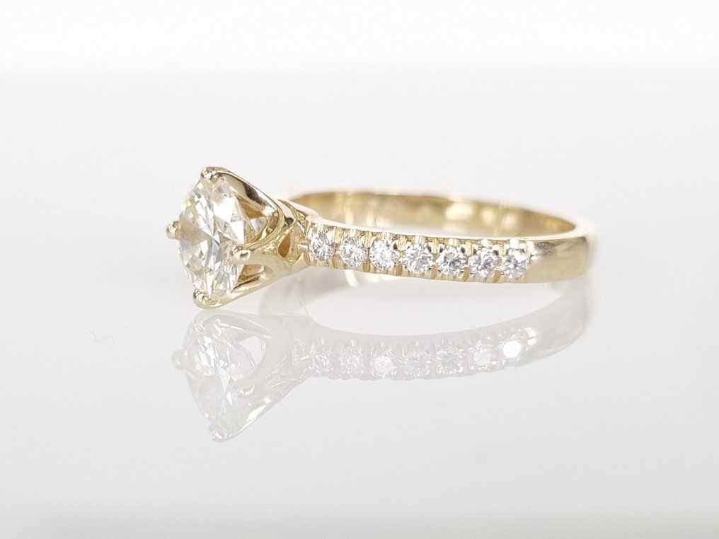 Anel de noivado - 14 K Ouro amarelo -  1.21 tw. Diamante  (Natural) #2.2