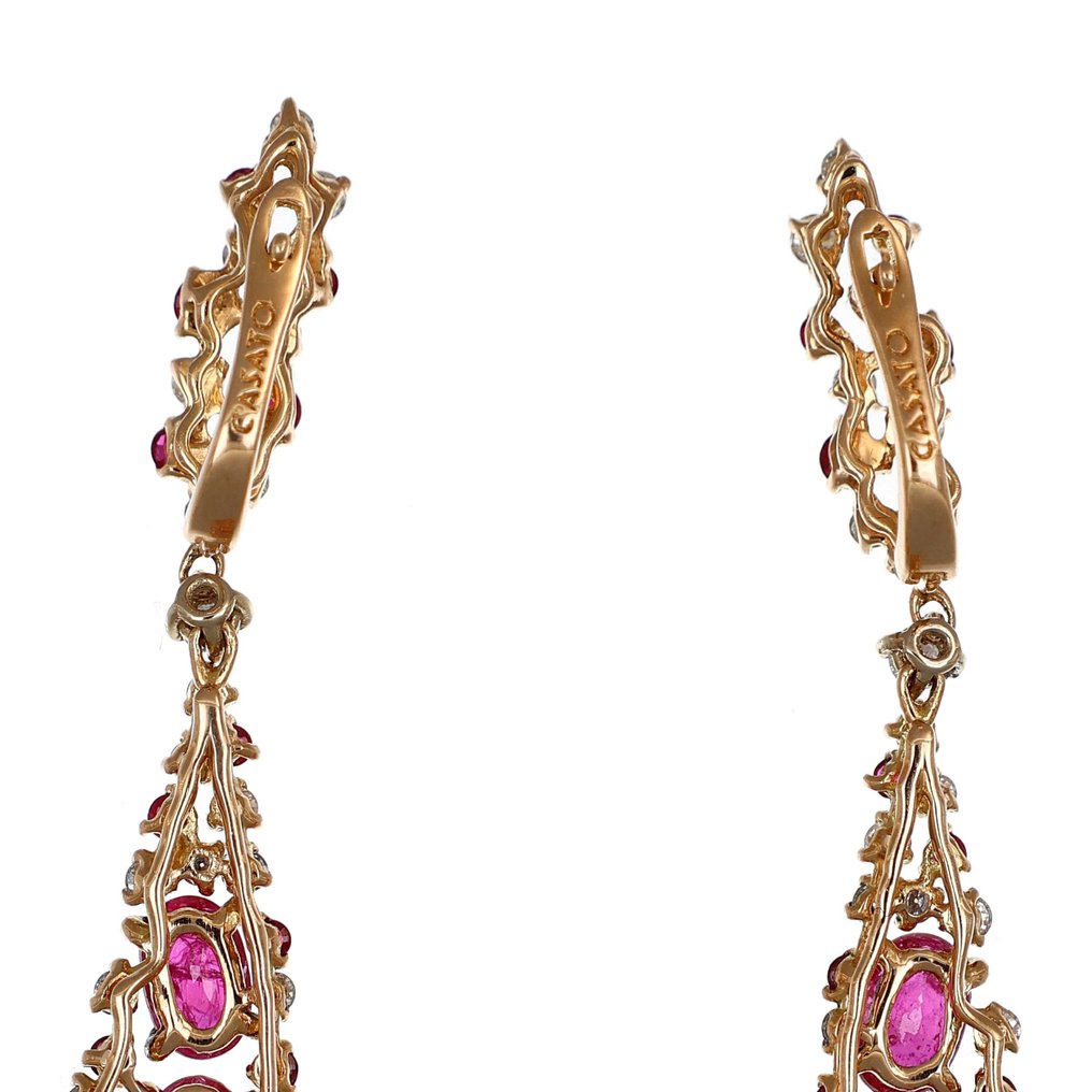 Casato - Earrings - 18 kt. Yellow gold -  2.50ct. tw. Diamond  (Natural) - Ruby #3.1