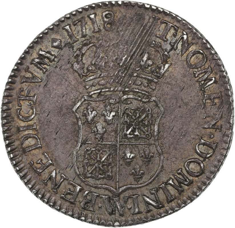 法國. 路易十五世 (1715-1774). 1/4 Écu de France-Navarre 1718-W, Lille #1.2