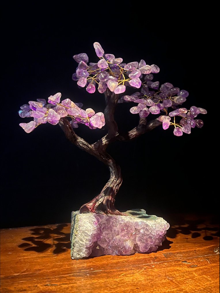 Ametiszt bonsai Kristályok - Magasság: 380 mm - Szélesség: 350 mm- 3000 g #2.1