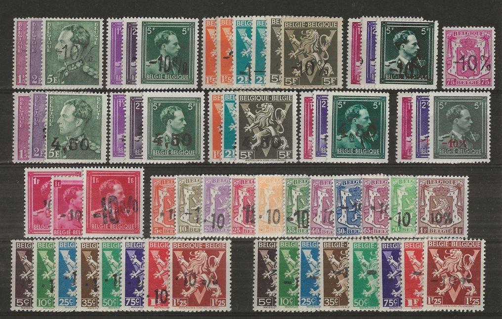 Belgium 1946 - A teljes sorozat "-10%" (Van Acker kiadás), Gellingennel és további értékekkel - OBP/COB 724A/24Q, 724R/24T, 724X/24W, 724a/24vv #1.1