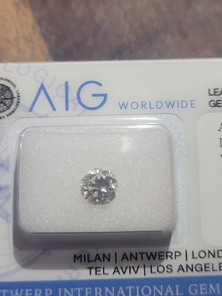 没有保留价 - 1 pcs 钻石  (天然)  - 1.00 ct - 圆形 - F - SI1 微内含一级 - 安特卫普国际宝石实验室（AIG以色列） #1.1