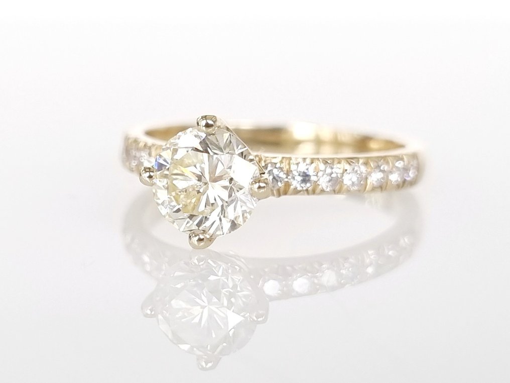 订婚戒指 - 14K包金 黄金 -  1.28 tw. 钻石  (天然) #3.2