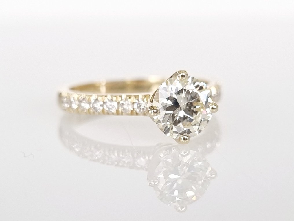 Anel de noivado - 14 K Ouro amarelo -  1.21 tw. Diamante  (Natural) #2.1