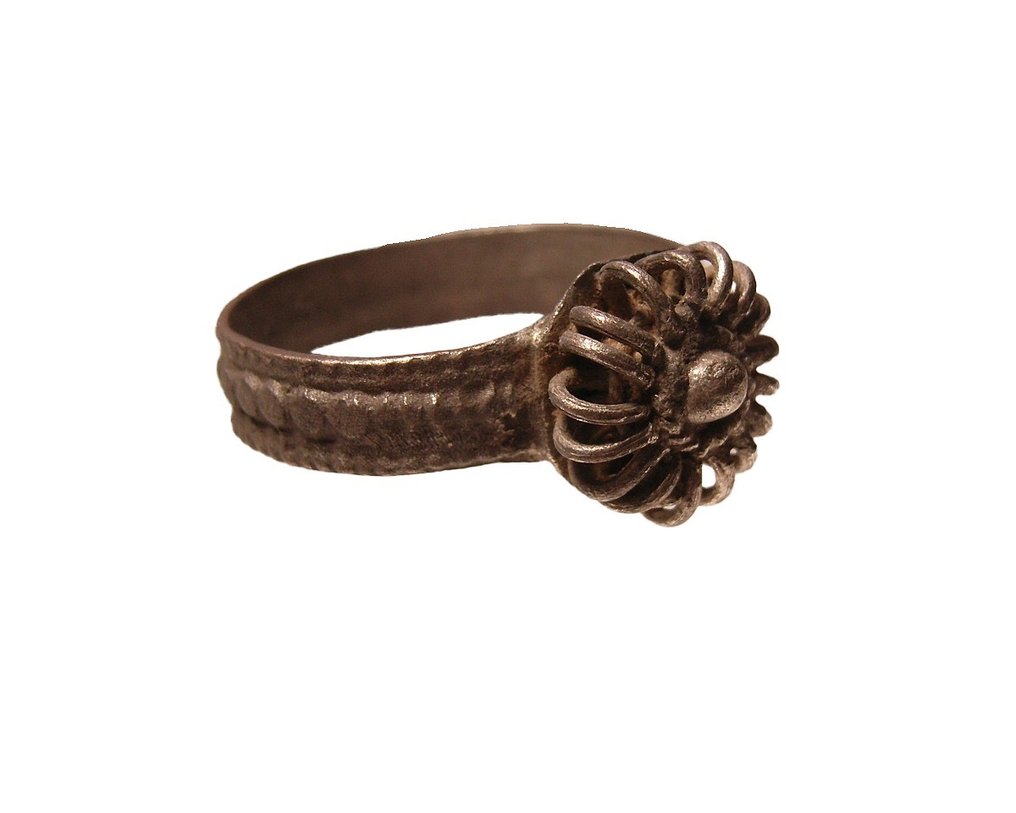 Römisches Reich Römischer Fingerring aus Silber mit Blüten Spiralen-Verzierung Antike Domina Schmuck VZ Ring #3.1