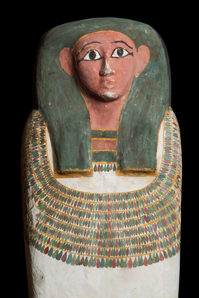 Égypte ancienne Bois Couvercle du grand sarcophage. Période tardive, 664 - 332 av. 177 cm H. Licence d'exportation #2.1
