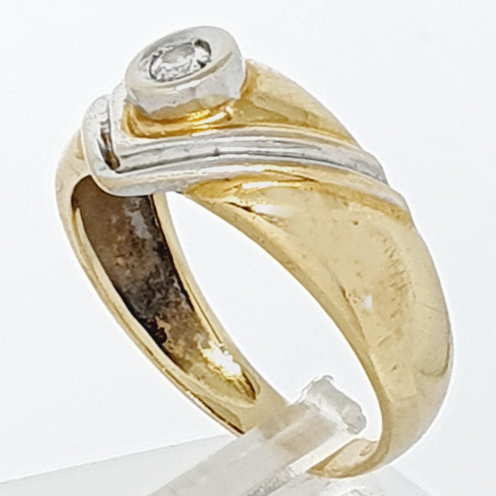 Ring - 18 kt Gelbgold -  0.10 tw. Diamant  (Natürlich) #2.1