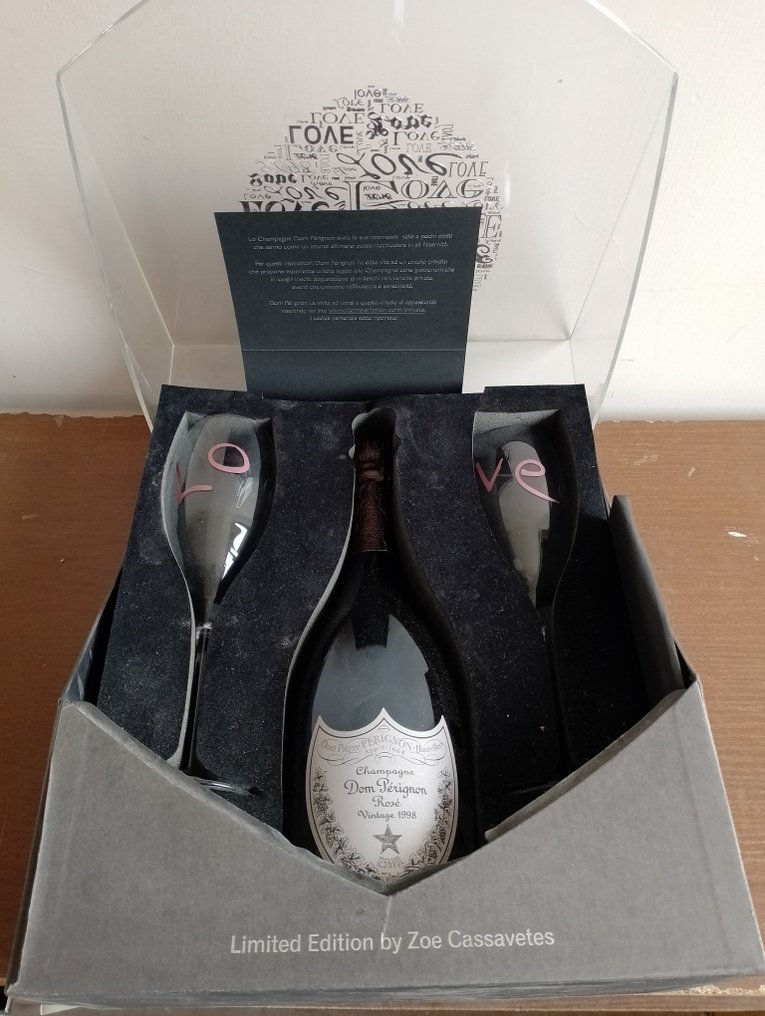 1998 Dom Pérignon, Love Edition by Zoë Cassavetes with 2 glasses - Champagne Rosé - 1 Bottle (0.75L) #2.1