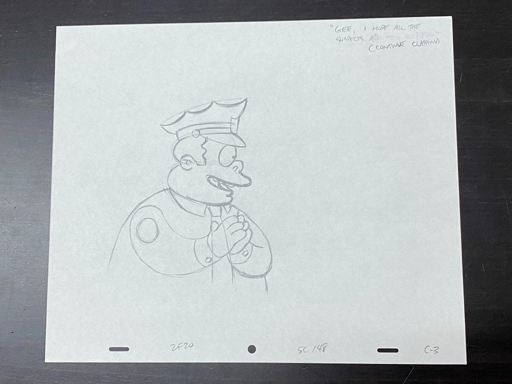 The Simpsons - 1 Desen de animație original al lui Clancy Wiggum (Șeful Wiggum) #2.1