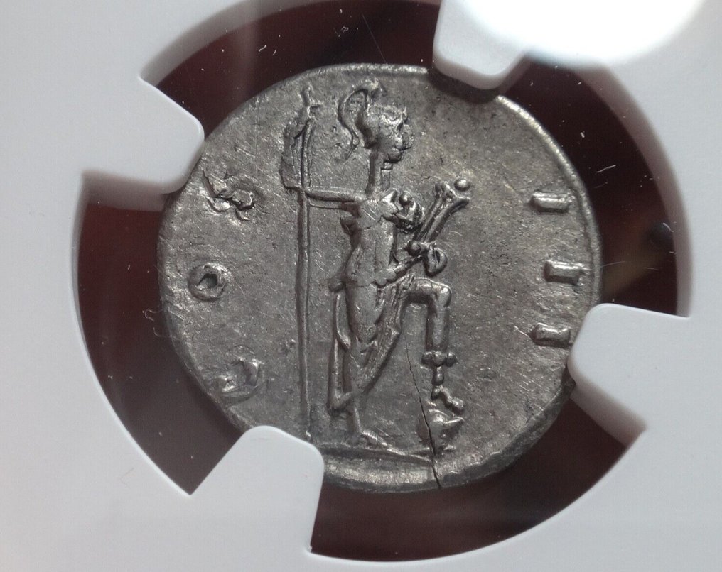 Empire romain. NGC Ch VF 5/5 - 3/5 Fine Style Hadrian, AD 117-138  Very Rare!. Denarius #2.1