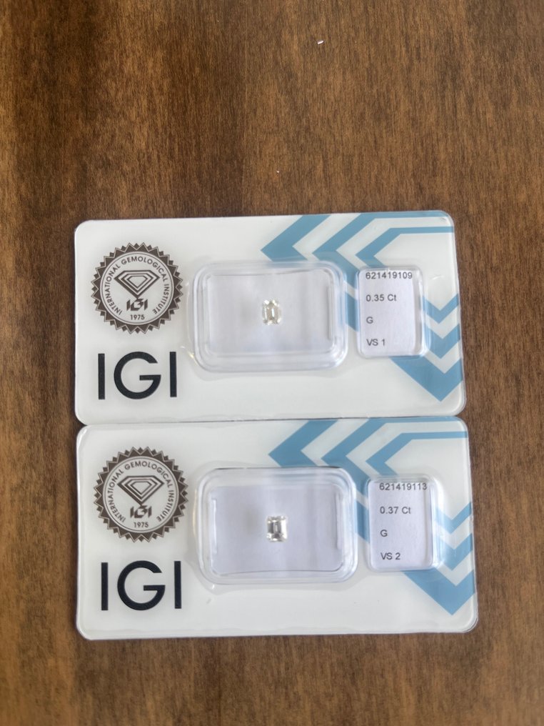 2 pcs Gyémánt  (Természetes)  - 0.72 ct - Smaragd - G - VS1, VS2 - Nemzetközi Gemmológiai Intézet (IGI) #1.1