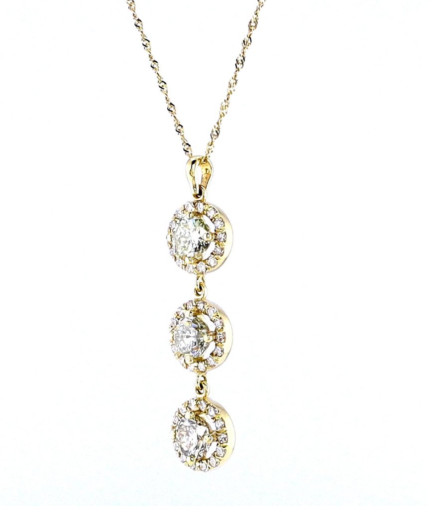 Halskette mit Anhänger - 14 kt Gelbgold -  1.92 tw. Diamant  (Natürlich) #1.2