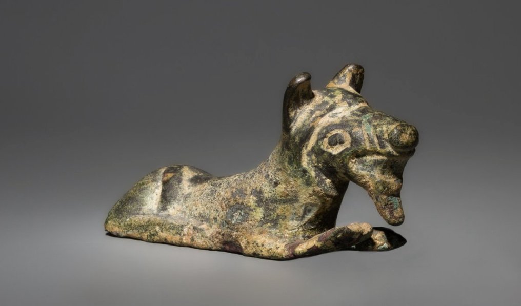Iberisch Bronze Votivfigur Wolf. 5. - 1. Jahrhundert v. Chr. 6,2 cm L. Mit spanischer Exportlizenz. #1.1