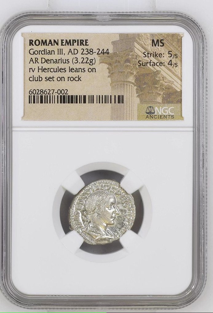 Imperio romano. NGC " MS " 5/5 - 4/5 GORDIAN III (238-244). Denarius #2.1
