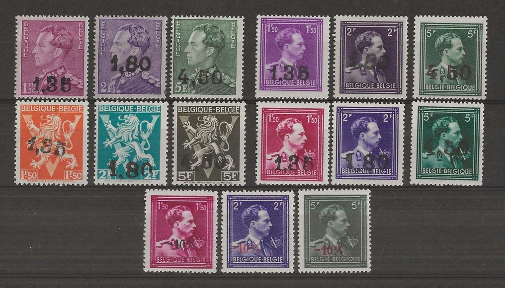 Belgium 1946 - A teljes sorozat "-10%" (Van Acker kiadás), Gellingennel és további értékekkel - OBP/COB 724A/24Q, 724R/24T, 724X/24W, 724a/24vv #2.2