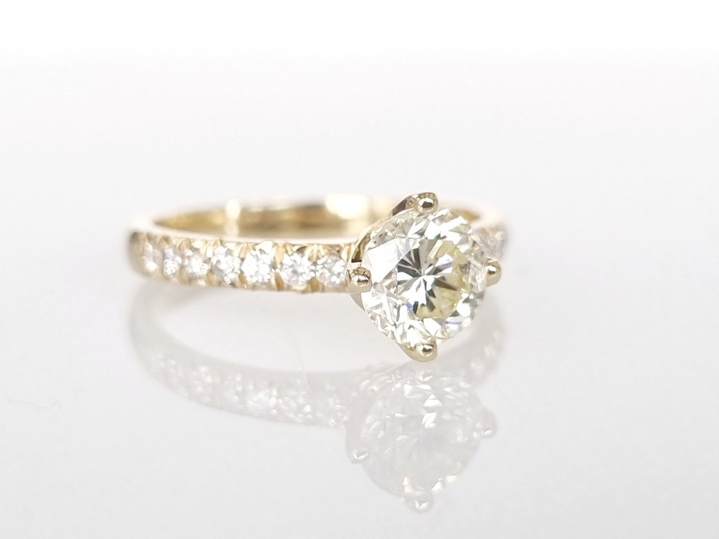 订婚戒指 - 14K包金 黄金 -  1.28 tw. 钻石  (天然) #2.1
