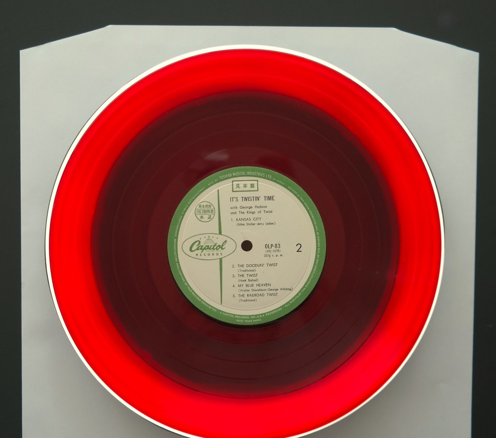 George Hudson - And The Kings Of Twist ‎– It's Twistin' Time /Red Promo Treasure (Green Capitol Label ) - 12" Maxi single - Gekleurd vinyl, Promo persing - 1961 #1.1