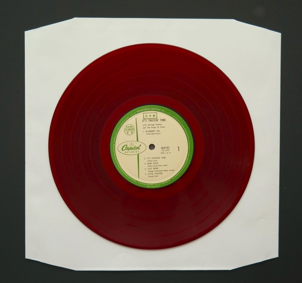 George Hudson - And The Kings Of Twist ‎– It's Twistin' Time /Red Promo Treasure (Green Capitol Label ) - 12 tuuman Maxi single - Coloured vinyl, Promo pressing - 1961 #1.2