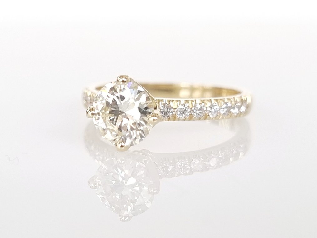 Engagement ring - 14 kt. Yellow gold -  1.21 tw. Diamond  (Natural) #3.2