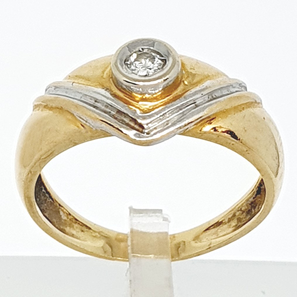 Ring - 18 kt Gelbgold -  0.10 tw. Diamant  (Natürlich) #1.2
