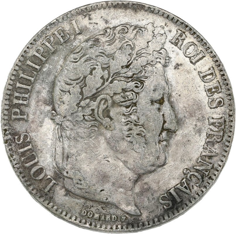 França. Luís Filipe I (1830-1848). 5 Francs 1840-D, Lyon #1.2
