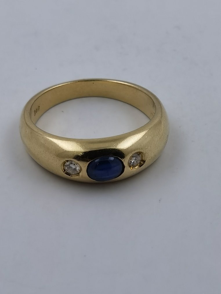 Ring - 14 kt Gelbgold Saphir - Diamant #1.1
