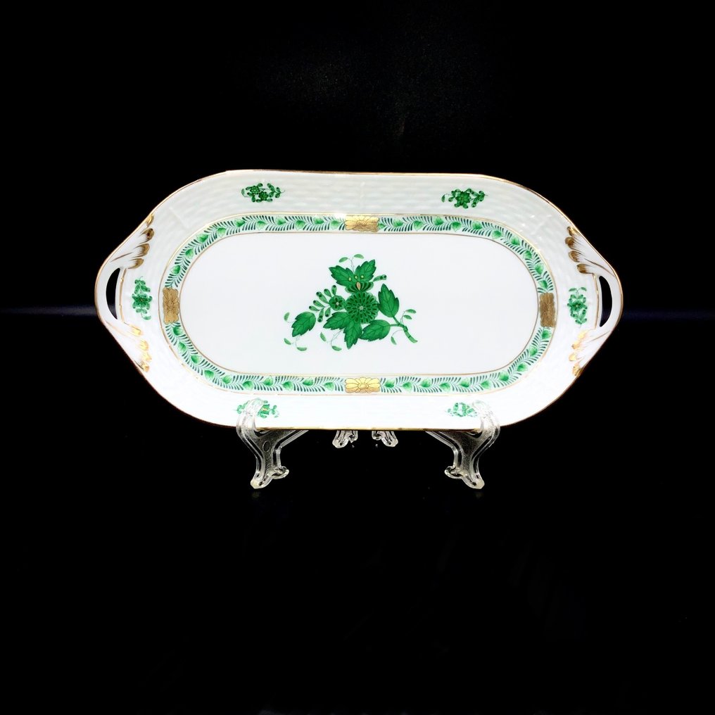 Herend - Exquisite Serving Platter (23,4 cm) - Chinese Bouquet Apponyi Green - Tál - Kézzel festett porcelán #1.2