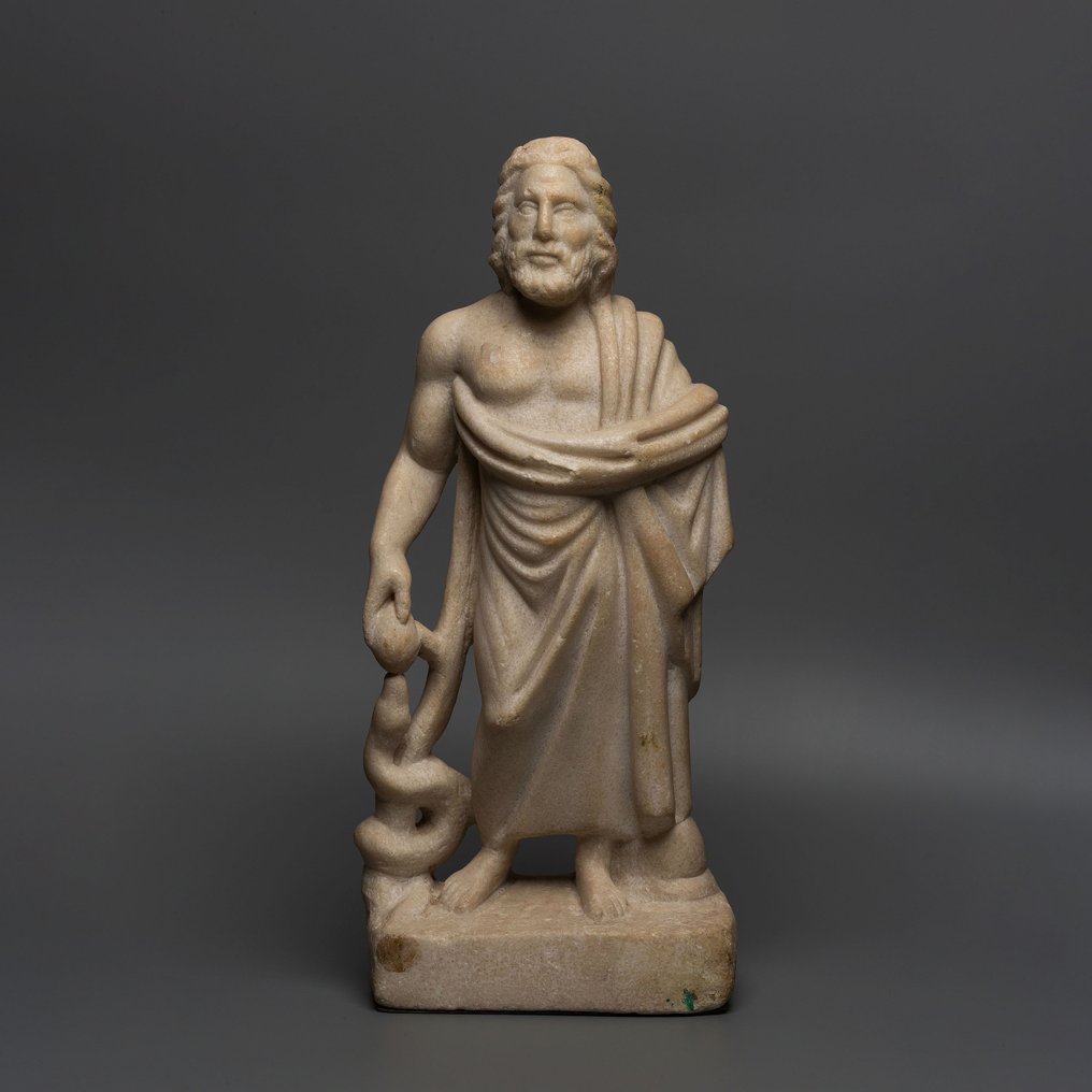 古罗马 石头 医药之神埃斯库拉庇俄斯的完整雕塑。高 43 厘米。 - 43 cm #2.2