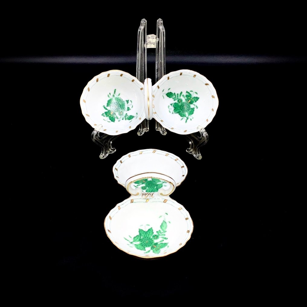 Herend - Exquisite Salt&Pepper Dishes (2 pcs) - Chinese Bouquet Apponyi - Plato - Porcelana pintada a mano. #2.1